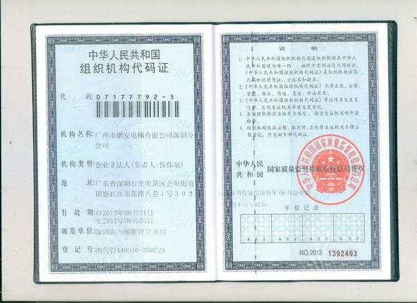 機構代碼證-深圳分公司